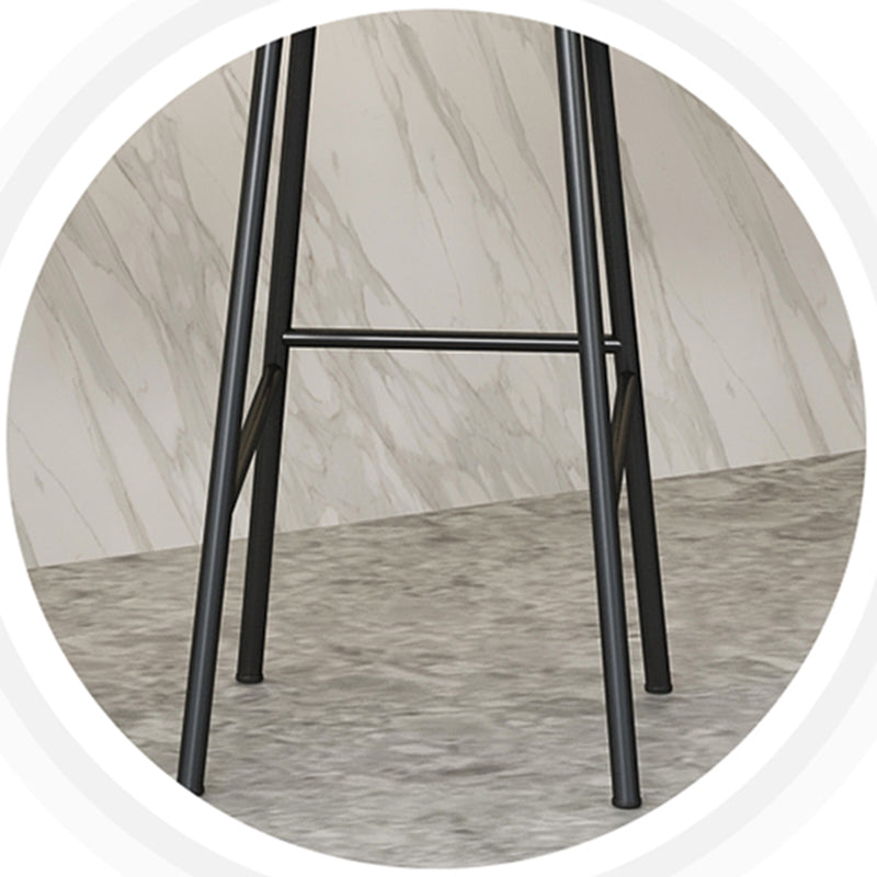 Modern Armless Backrest Counter Stool Iron Cafe Bar Stool with Leather Cushion and Pedal