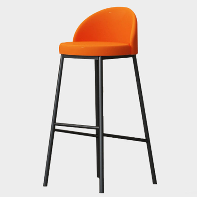 Modern Armless Backrest Counter Stool Iron Cafe Bar Stool with Leather Cushion and Pedal
