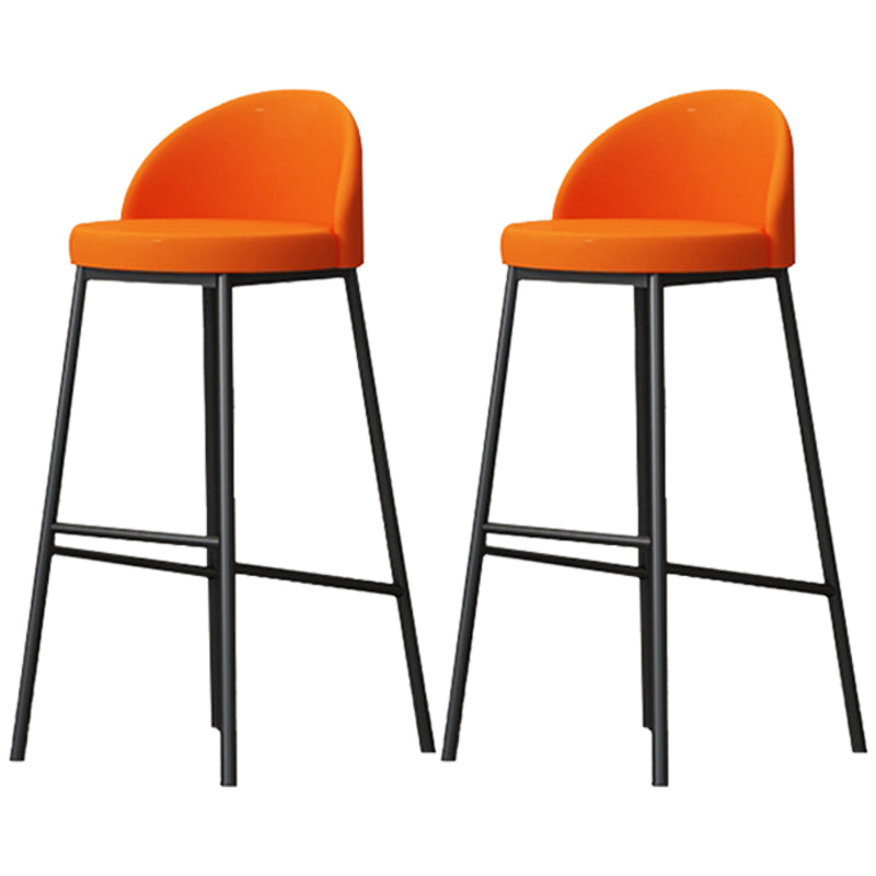 Modern Armless Backrest Counter Stool Iron Cafe Bar Stool with Leather Cushion and Pedal
