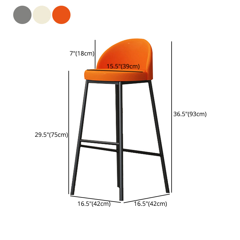Modern Armless Backrest Counter Stool Iron Cafe Bar Stool with Leather Cushion and Pedal