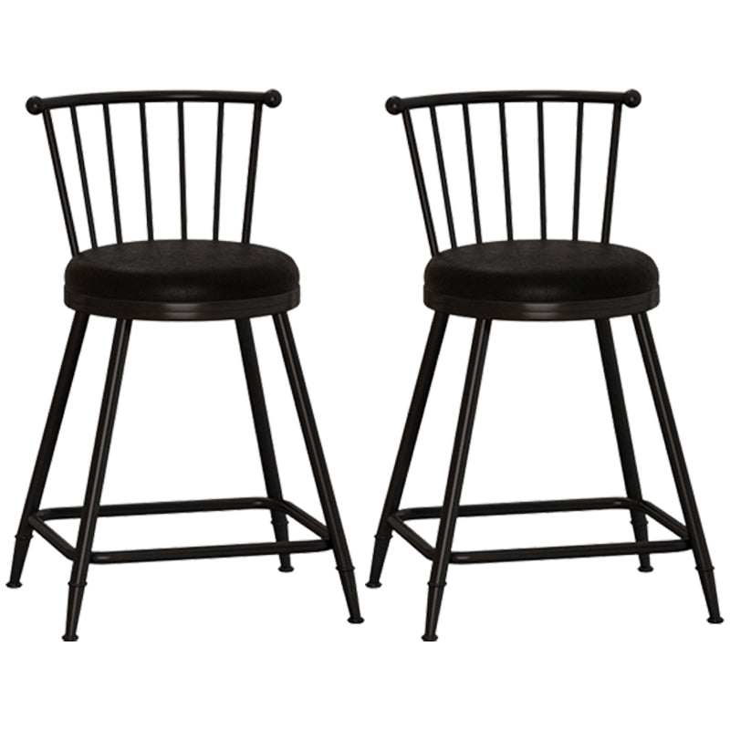 Taburete de bar moderno sin brazos con respaldo, taburete de acero para tienda de té con leche y cojín de cuero