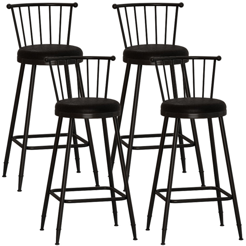 Taburete de bar moderno sin brazos con respaldo, taburete de acero para tienda de té con leche y cojín de cuero