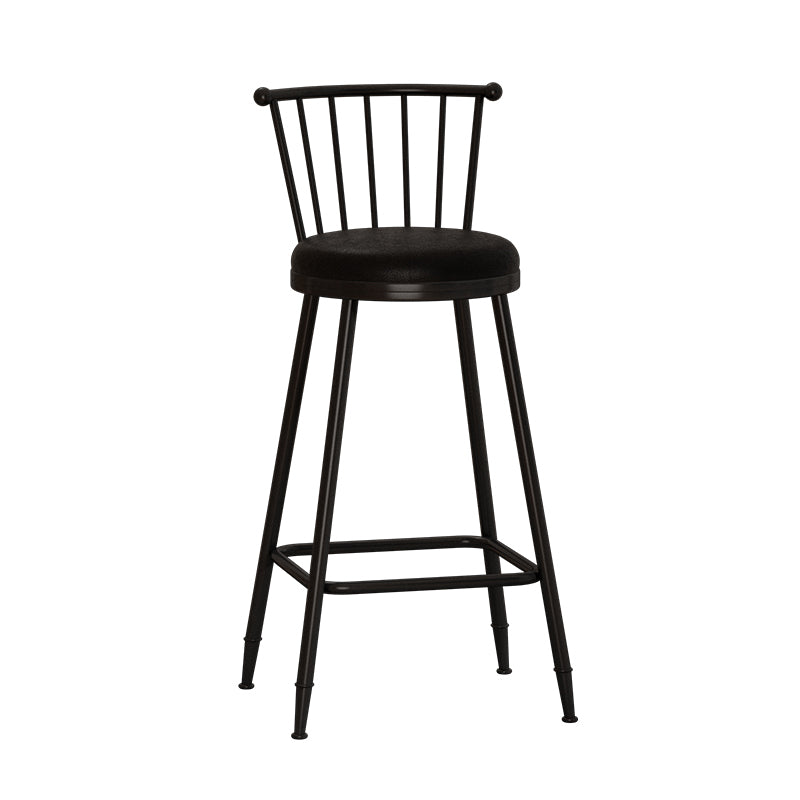 Taburete de bar moderno sin brazos con respaldo, taburete de acero para tienda de té con leche y cojín de cuero