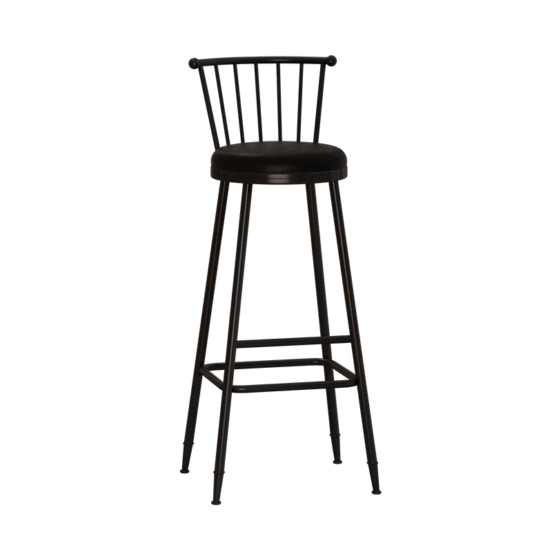 Taburete de bar moderno sin brazos con respaldo, taburete de acero para tienda de té con leche y cojín de cuero