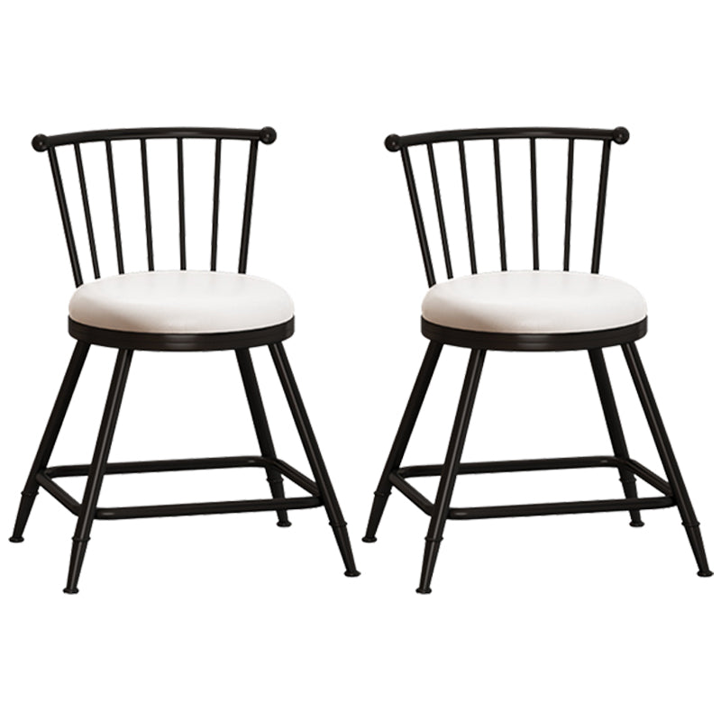 Taburete de bar moderno sin brazos con respaldo, taburete de acero para tienda de té con leche y cojín de cuero