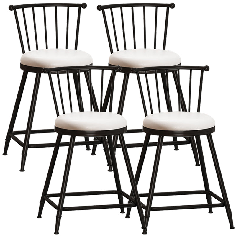 Taburete de bar moderno sin brazos con respaldo, taburete de acero para tienda de té con leche y cojín de cuero