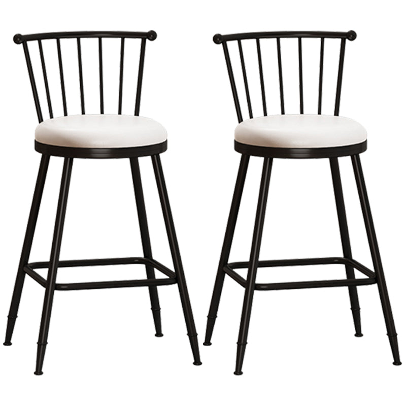 Taburete de bar moderno sin brazos con respaldo, taburete de acero para tienda de té con leche y cojín de cuero