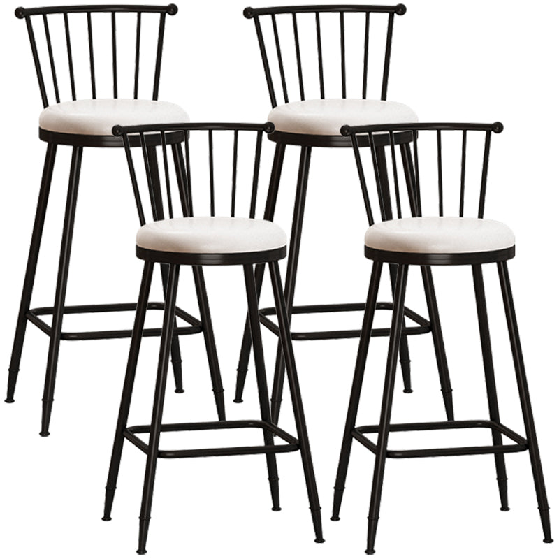 Taburete de bar moderno sin brazos con respaldo, taburete de acero para tienda de té con leche y cojín de cuero
