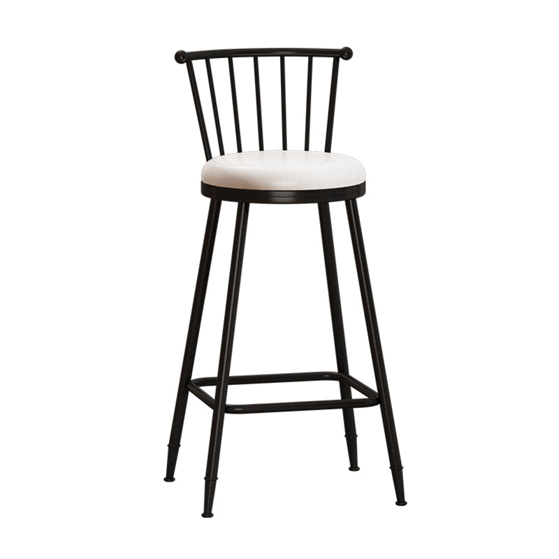 Taburete de bar moderno sin brazos con respaldo, taburete de acero para tienda de té con leche y cojín de cuero