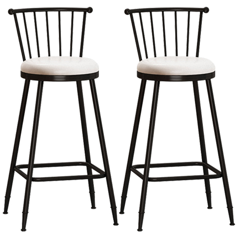 Taburete de bar moderno sin brazos con respaldo, taburete de acero para tienda de té con leche y cojín de cuero
