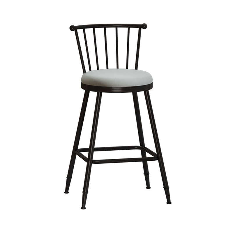 Taburete de bar moderno sin brazos con respaldo, taburete de acero para tienda de té con leche y cojín de cuero