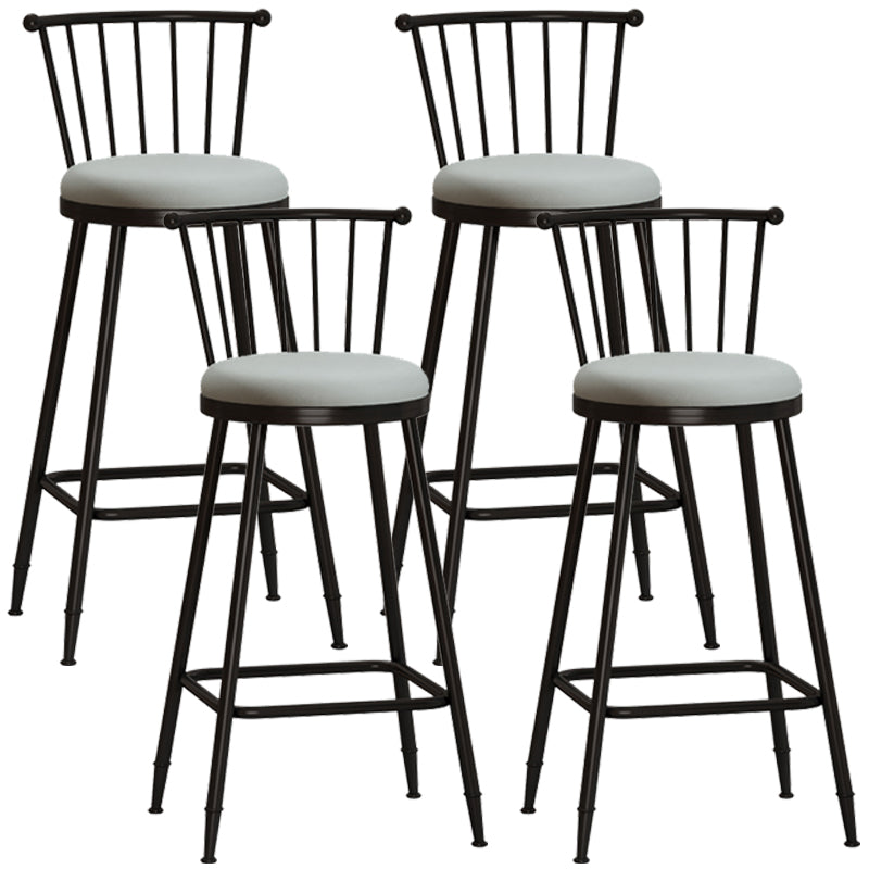Taburete de bar moderno sin brazos con respaldo, taburete de acero para tienda de té con leche y cojín de cuero