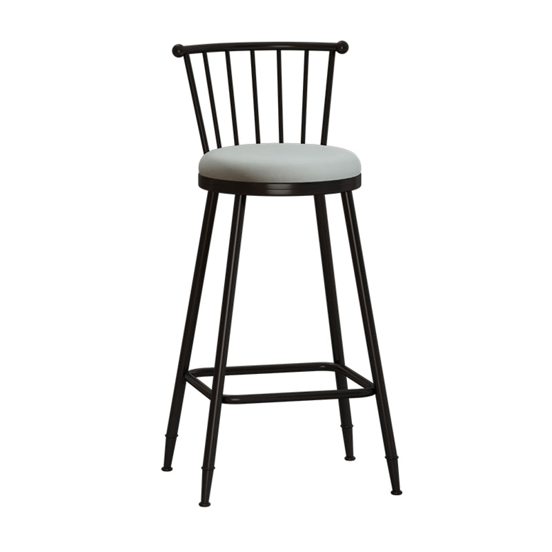 Taburete de bar moderno sin brazos con respaldo, taburete de acero para tienda de té con leche y cojín de cuero