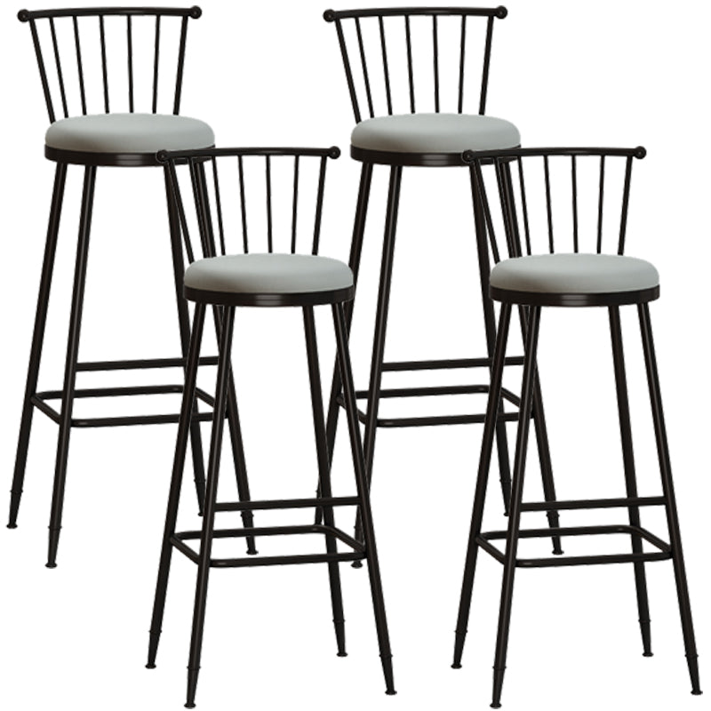 Taburete de bar moderno sin brazos con respaldo, taburete de acero para tienda de té con leche y cojín de cuero