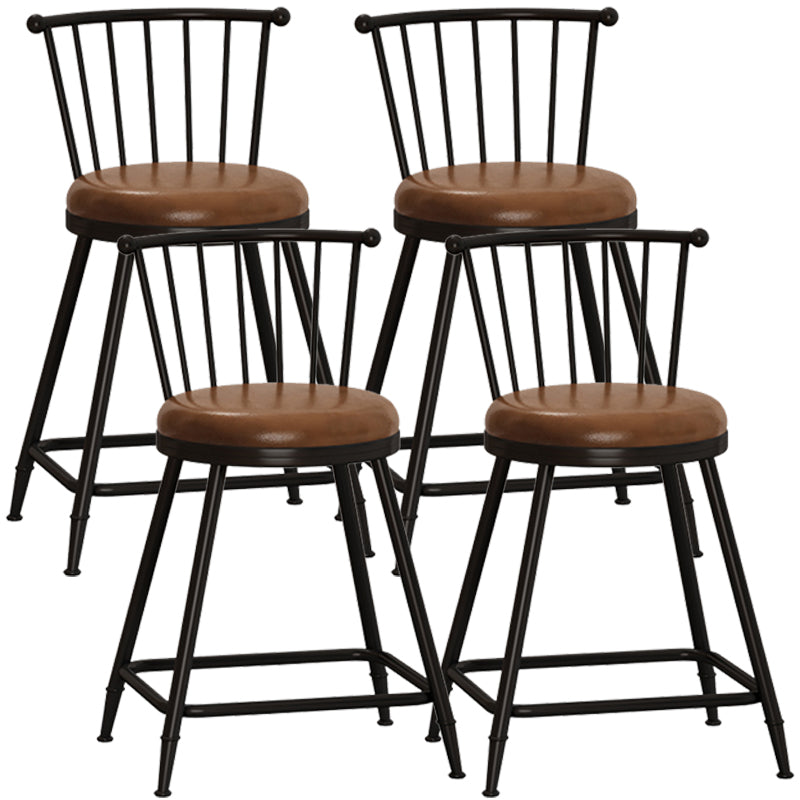 Taburete de bar moderno sin brazos con respaldo, taburete de acero para tienda de té con leche y cojín de cuero