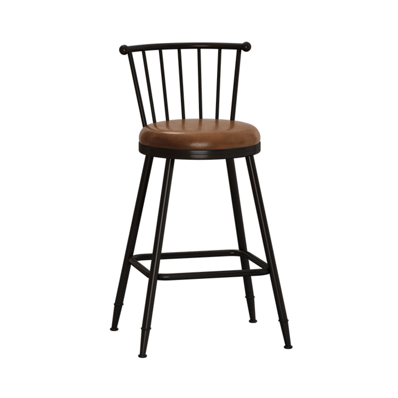 Taburete de bar moderno sin brazos con respaldo, taburete de acero para tienda de té con leche y cojín de cuero