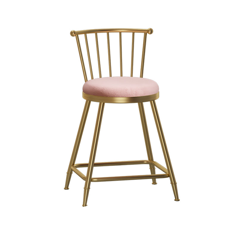 Glam Barhocker ohne Armlehnen, Barhocker aus Stahl für den Milchteeladen mit Samtkissen