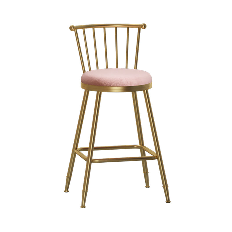 Glam Barhocker ohne Armlehnen, Barhocker aus Stahl für den Milchteeladen mit Samtkissen