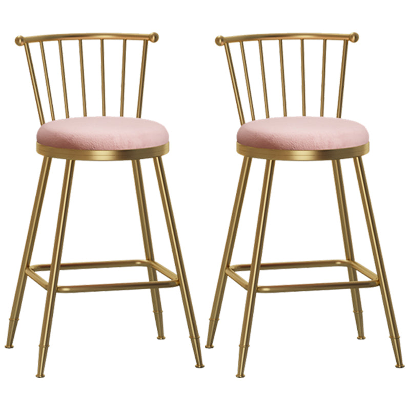 Glam Barhocker ohne Armlehnen, Barhocker aus Stahl für den Milchteeladen mit Samtkissen