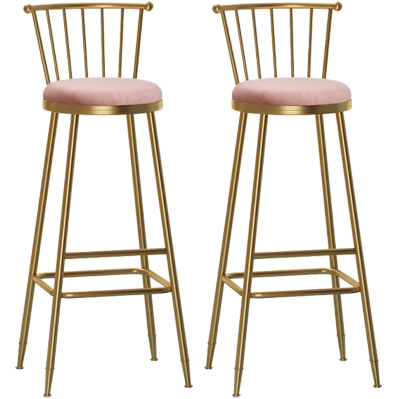 Glam Barhocker ohne Armlehnen, Barhocker aus Stahl für den Milchteeladen mit Samtkissen