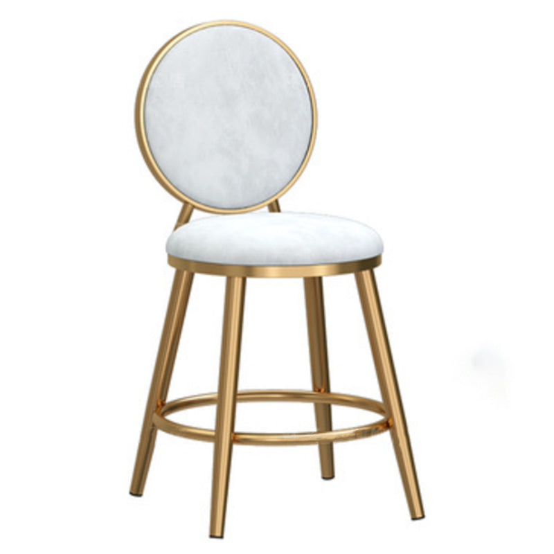 Glam Rückenlehne, armloser Thekenhocker, Café-Barhocker aus Eisen mit Samtkissen und Pedal