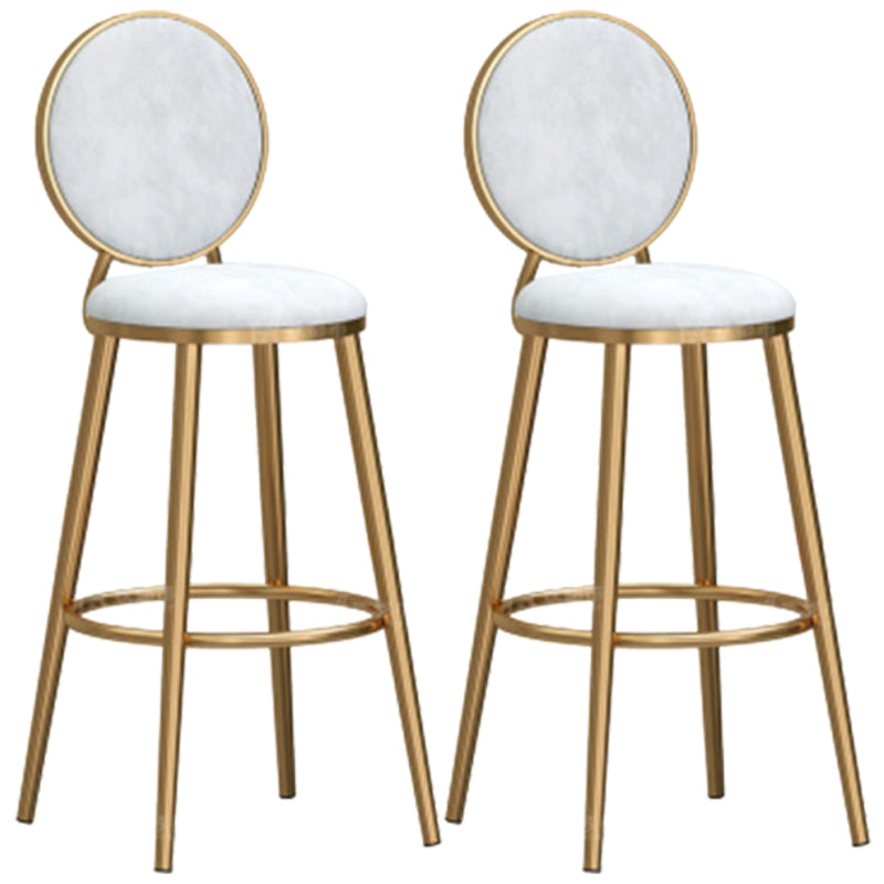 Taburete de bar sin brazos con respaldo Glam, taburete de bar de hierro para cafetería con cojín de terciopelo y pedal