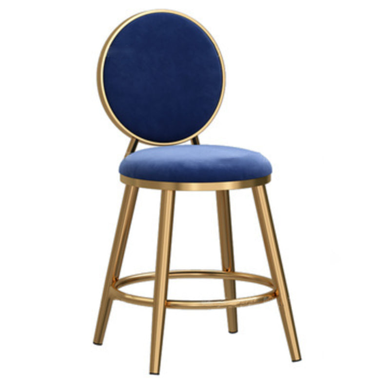 Glam Rückenlehne, armloser Thekenhocker, Café-Barhocker aus Eisen mit Samtkissen und Pedal