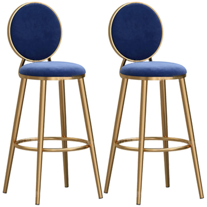Taburete de bar sin brazos con respaldo Glam, taburete de bar de hierro para cafetería con cojín de terciopelo y pedal