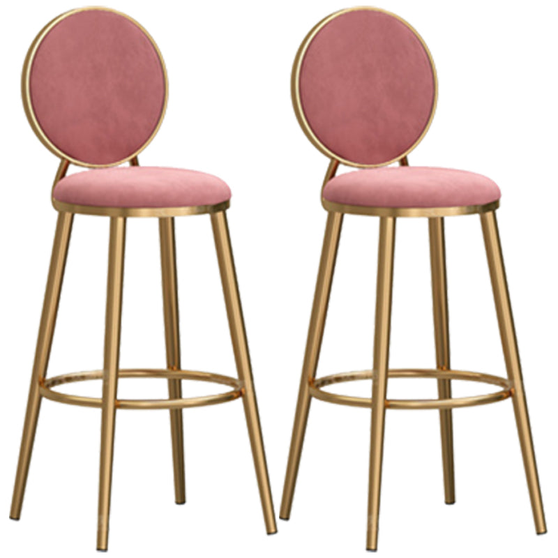 Taburete de bar sin brazos con respaldo Glam, taburete de bar de hierro para cafetería con cojín de terciopelo y pedal