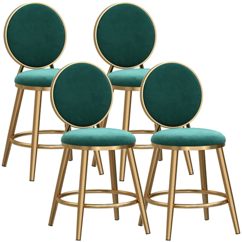 Taburete de bar sin brazos con respaldo Glam, taburete de bar de hierro para cafetería con cojín de terciopelo y pedal