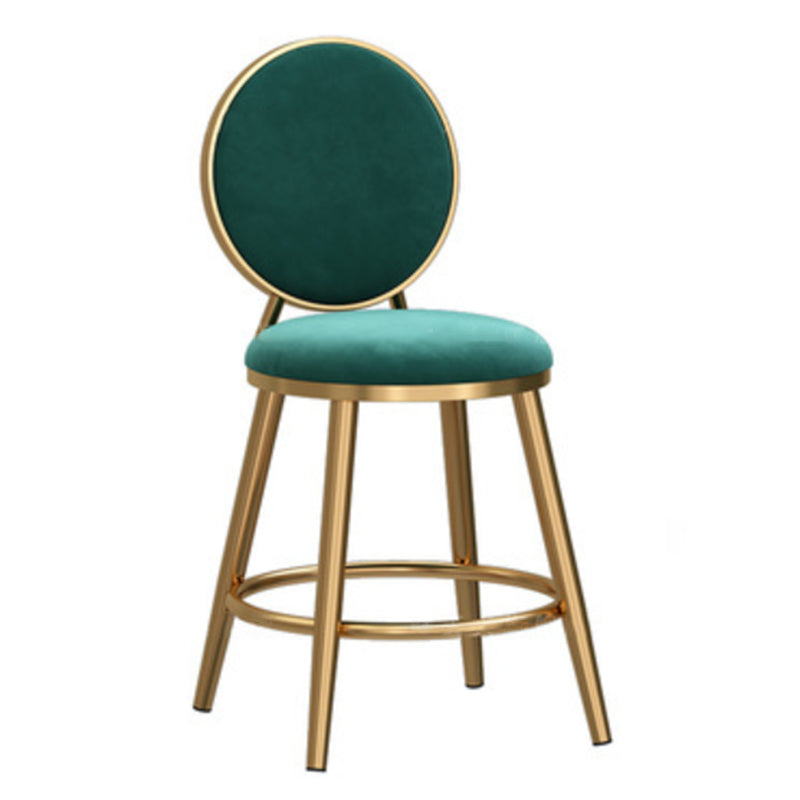 Glam Rückenlehne, armloser Thekenhocker, Café-Barhocker aus Eisen mit Samtkissen und Pedal