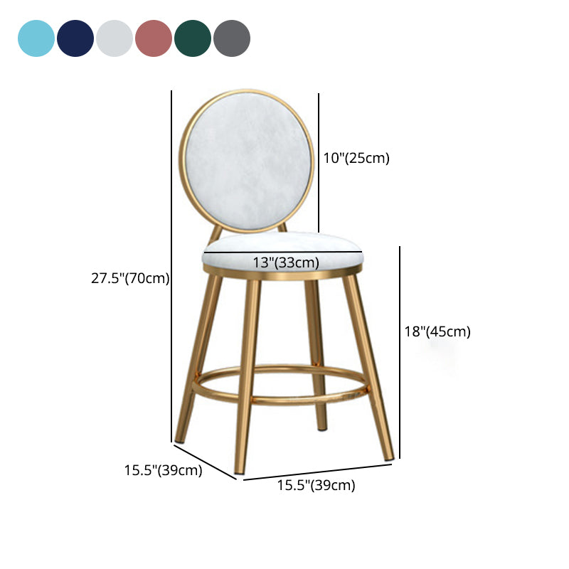 Taburete de bar sin brazos con respaldo Glam, taburete de bar de hierro para cafetería con cojín de terciopelo y pedal