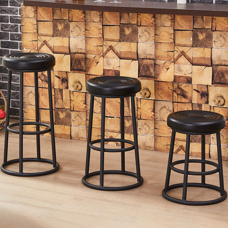 Industrial Armless Backless Counter Stool Steel Cashier Bar Stool with Pedal