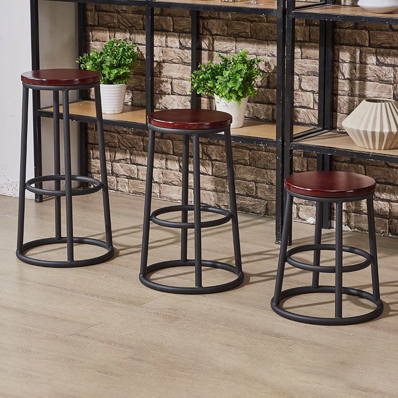 Industrial Armless Backless Counter Stool Steel Cashier Bar Stool with Pedal