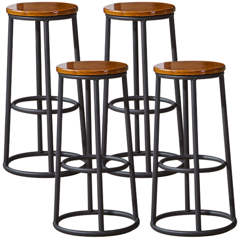 Industrial Armless Backless Counter Stool Steel Cashier Bar Stool with Pedal