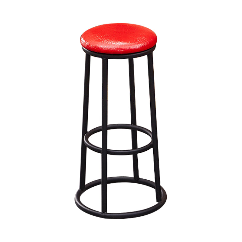 Industrial Armless Backless Counter Stool Steel Cashier Bar Stool with Pedal
