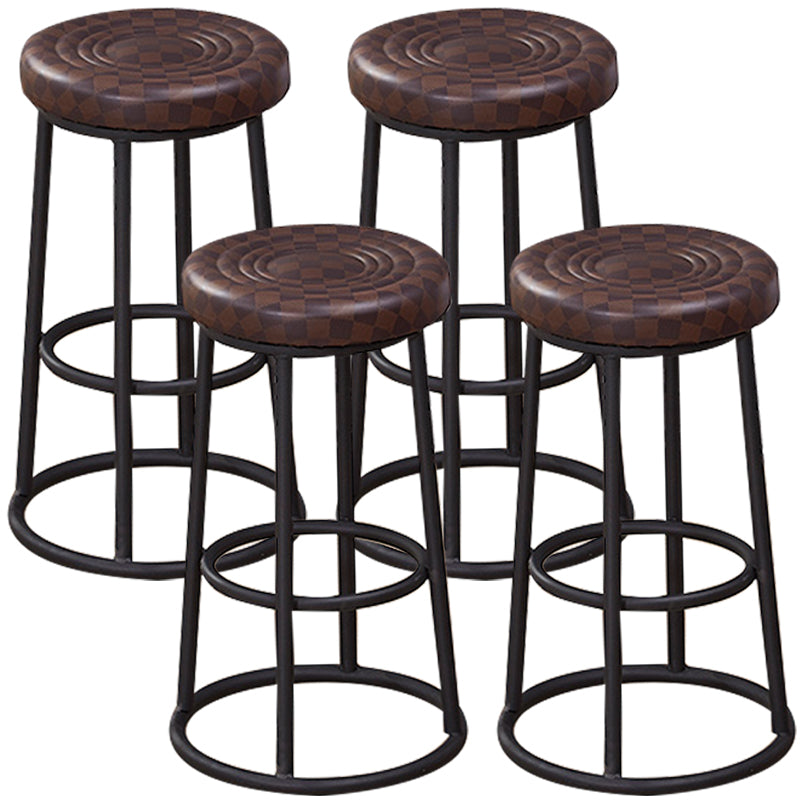 Industrial Armless Backless Counter Stool Steel Cashier Bar Stool with Pedal