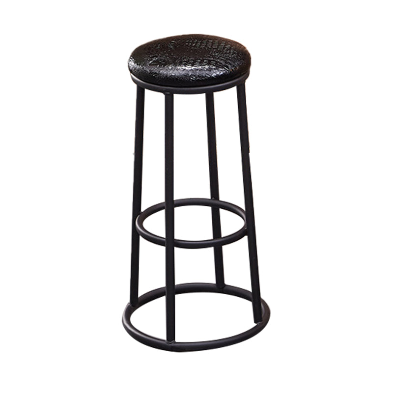 Industrial Armless Backless Counter Stool Steel Cashier Bar Stool with Pedal