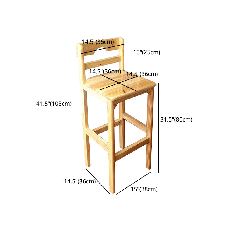 Zeitgenössischer Barhocker aus massivem Holz, Bristol-Barhocker mit Fußstütze und niedriger Rückenlehne