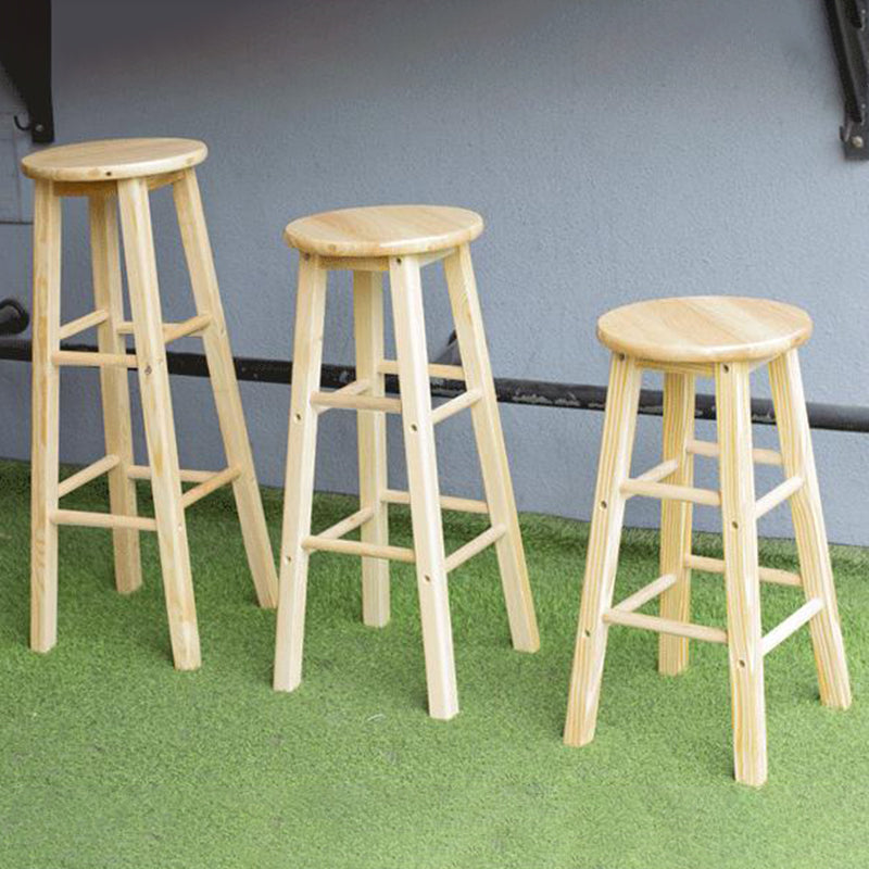 Taburete de bar de madera contemporáneo, taburete de bar interior con asiento y reposapiés de madera, 1 pieza