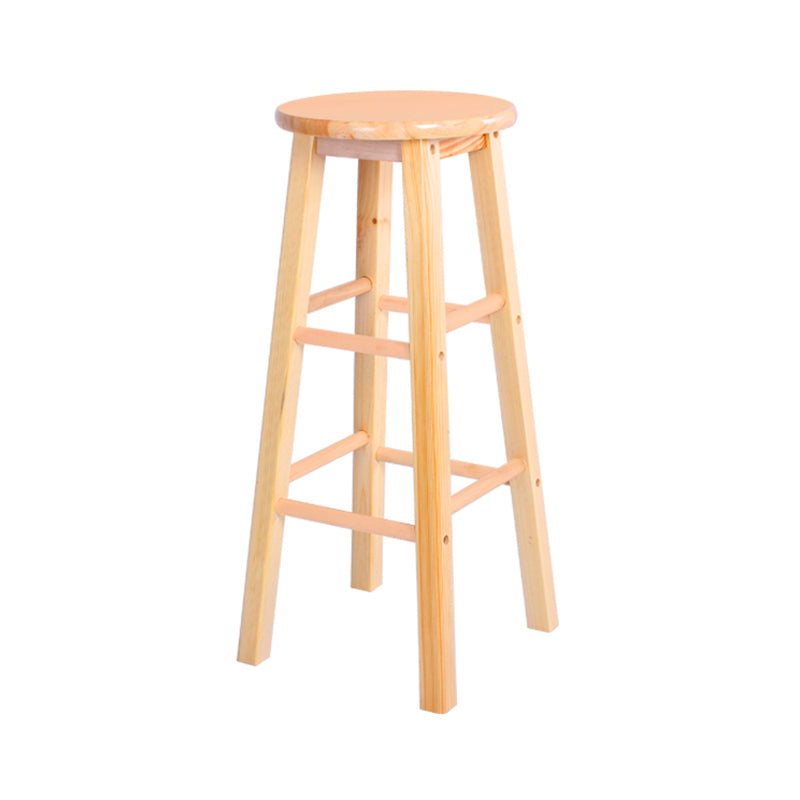 Taburete de bar de madera contemporáneo, taburete de bar interior con asiento y reposapiés de madera, 1 pieza