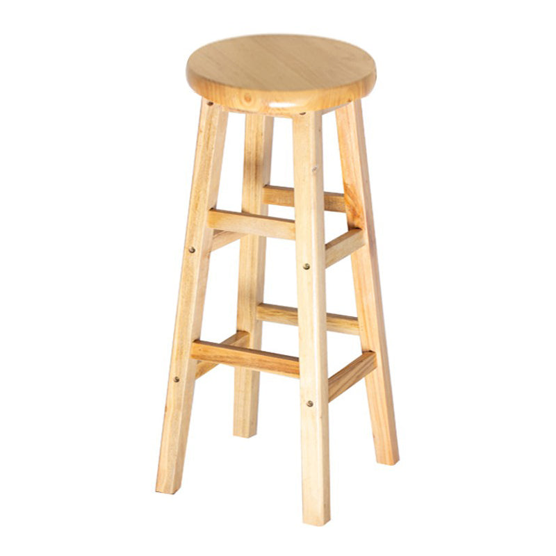 Taburete de bar de madera contemporáneo, taburete de bar interior con asiento y reposapiés de madera, 1 pieza