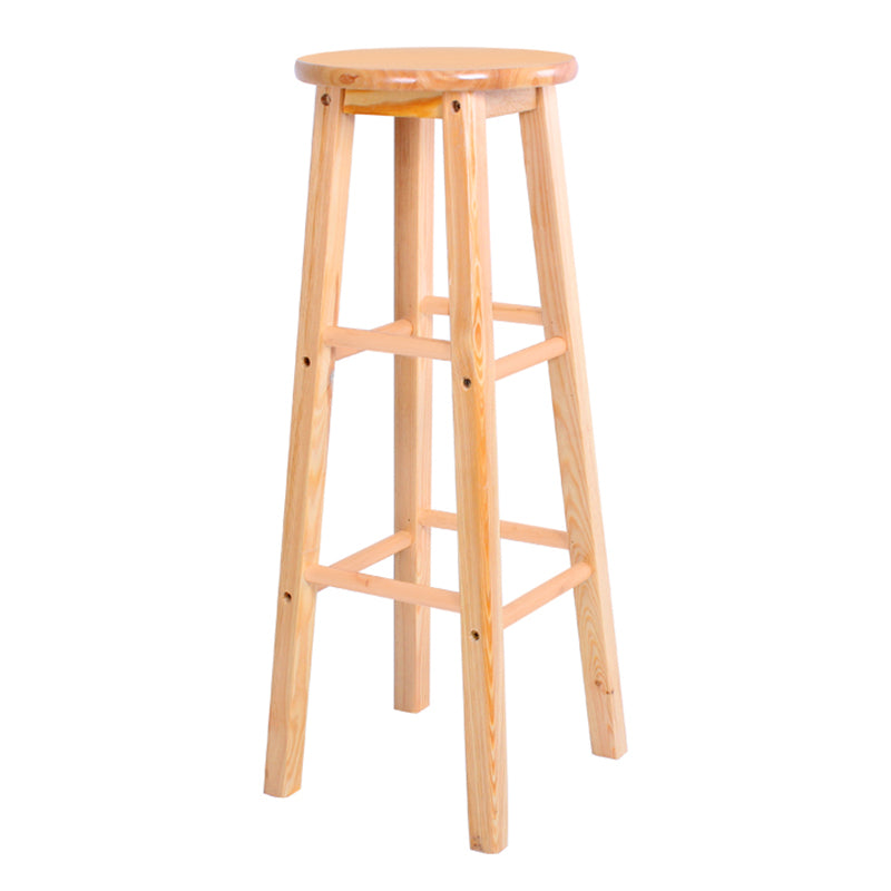 Taburete de bar de madera contemporáneo, taburete de bar interior con asiento y reposapiés de madera, 1 pieza