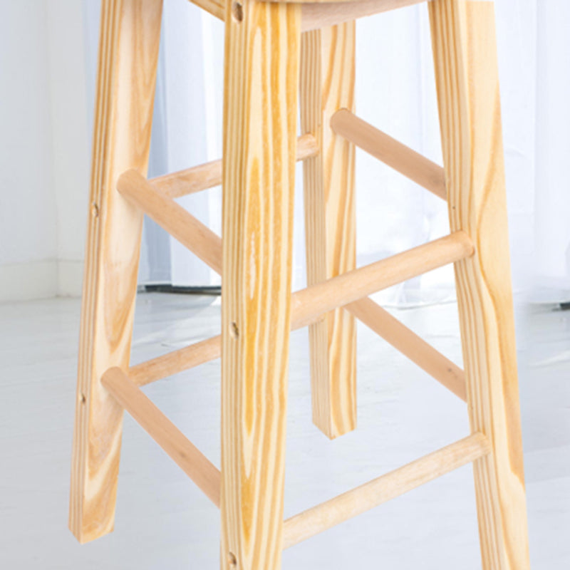 Taburete de bar de madera contemporáneo, taburete de bar interior con asiento y reposapiés de madera, 1 pieza