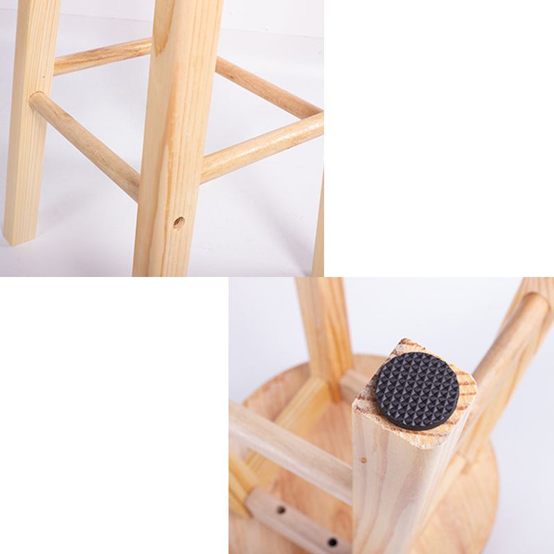 Taburete de bar de madera contemporáneo, taburete de bar interior con asiento y reposapiés de madera, 1 pieza