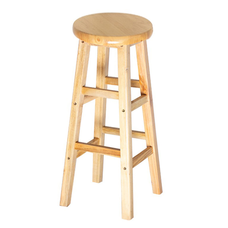 Taburete de bar de madera contemporáneo, taburete de bar interior con asiento y reposapiés de madera, 1 pieza