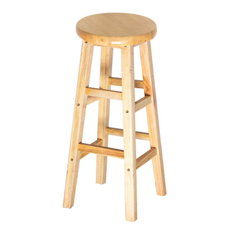 Taburete de bar de madera contemporáneo, taburete de bar interior con asiento y reposapiés de madera, 1 pieza