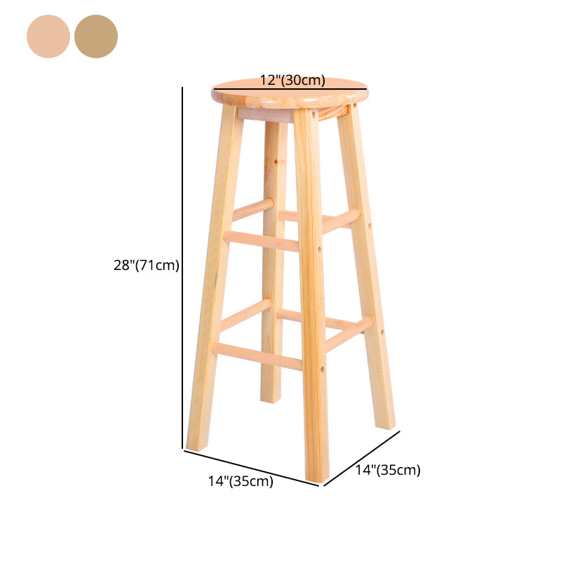 Taburete de bar de madera contemporáneo, taburete de bar interior con asiento y reposapiés de madera, 1 pieza