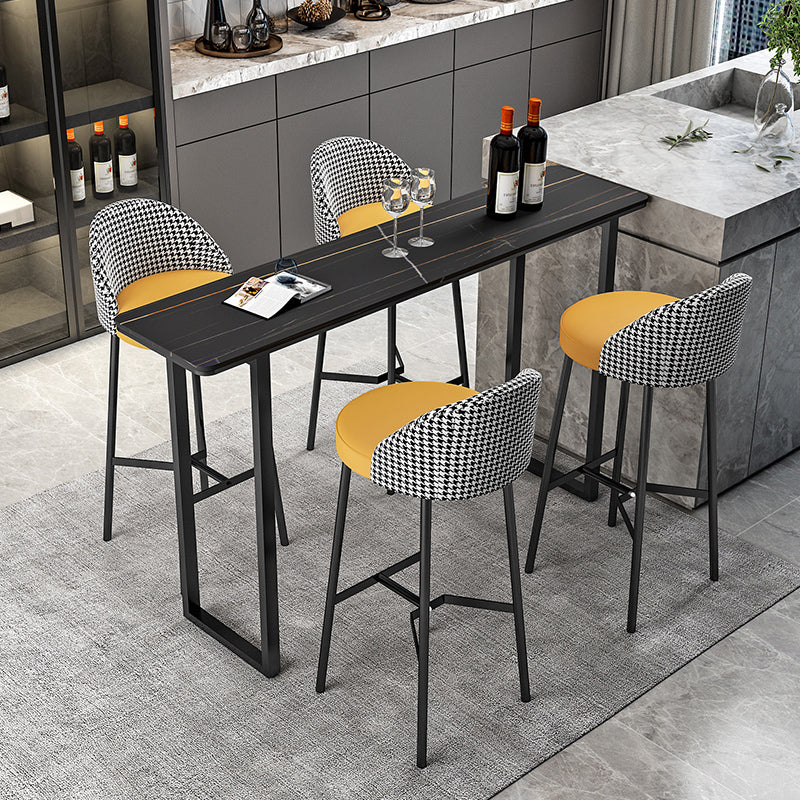 Industrial Style Stone Top Cocktail Bar Table 42-inch Height Table for Kitchen