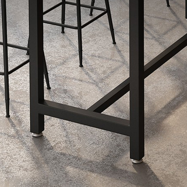 Modern Brown Wood Bistro Table with Rectangle Table Top Black Trestle Table 42'' H